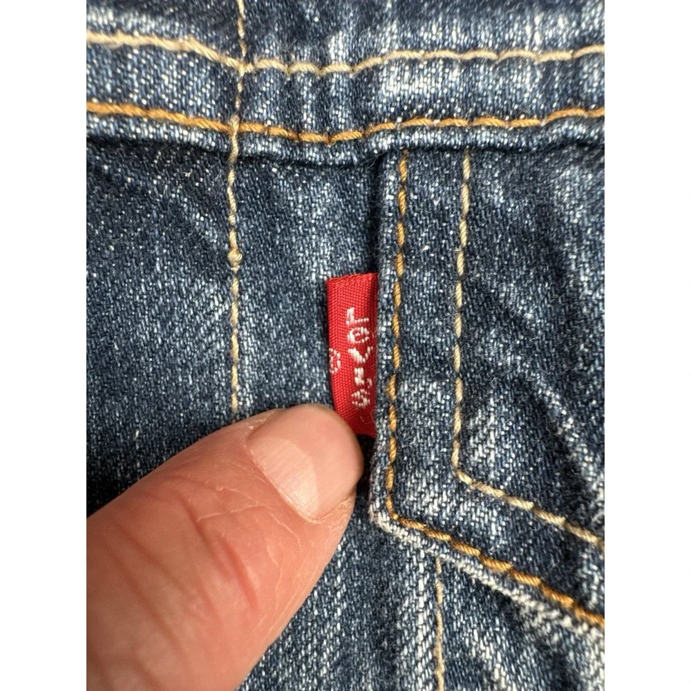 Levi's Denim Trucker Jacket 2XL Distressed Faded Blue Red Tab